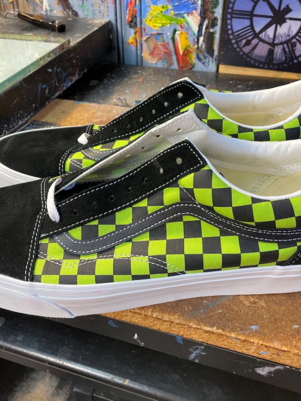 Vans Old Skool Checkerboard Black Green Foam Size US 12 Men Rare VN000D7ZHY9